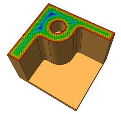 Corner bosses integral to side walls will result in excess material accumulation Corner bosses integral to side walls will result in excess material accumulation