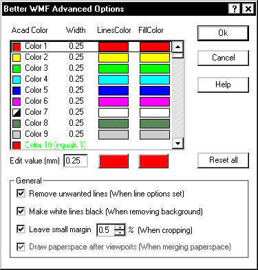 BetterWMF advanced options panel provides more control over lineweight, color and linework manipulation.