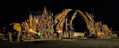 The Animals Always sculpture assembled in Attica, NY, prior to shipment in 14 flatbed trucks to St Louis, MO.  (Photo credit: St Louis Zoo.)