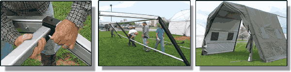 The new VMS design is easy to assemble and requires far fewer than the 16-person minimum required by a competitor’s design.  The assembly process is shown above.