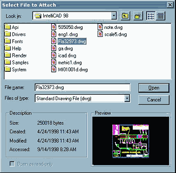 Attaching and external reference file in the dialog launched from Drawing Explorer